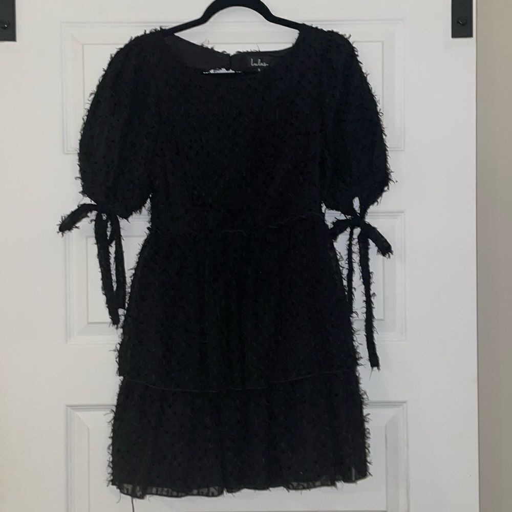 Lulu’s Black Wispy Mini Dress with Back Cut Out, NWOT
